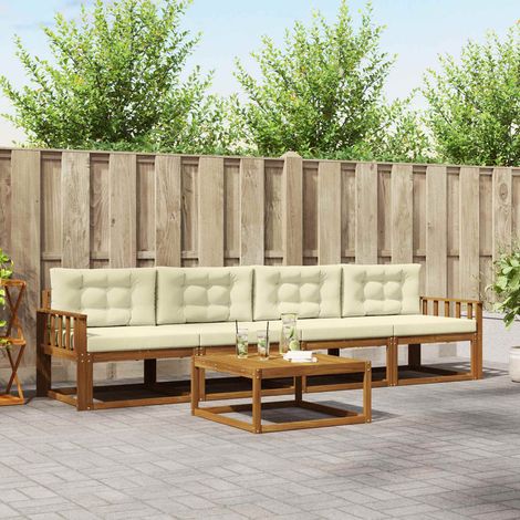 vidaXL Set di divani da esterno con cuscino 5 pcs Naturale e
