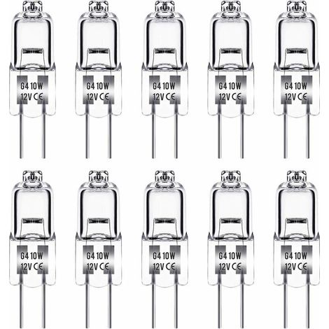 G4 Halogen Bulb, G4 12V 10W Bulb, Warm White 2800K, 150LM, G4 Halogen Lamp, Clear Capsule Lamp, Pack of 10 (1/5)