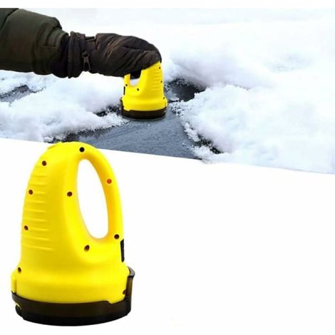 Décape-glace électrique multifonction jaune pour pare-brise, outil de déneigement, pelle à neige électrique, grattoir à glace puissant, accessoire voiture hiver (1/5)