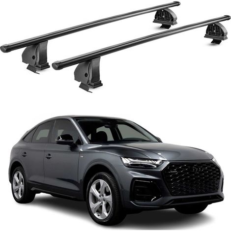 OMAC Stahl Dachträger Querträger Audi Q5 FYT Sportback 2021-2026 – TÜV / DIN 75302:2019 – Abschließbar – Max. 75 kg – 2 Stangen – Schwarz (1/5)
