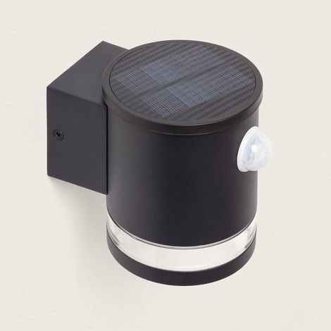 Aplique de Pared Exterior Solar LED Aluminio con Sensor de Movimiento Draco Negro