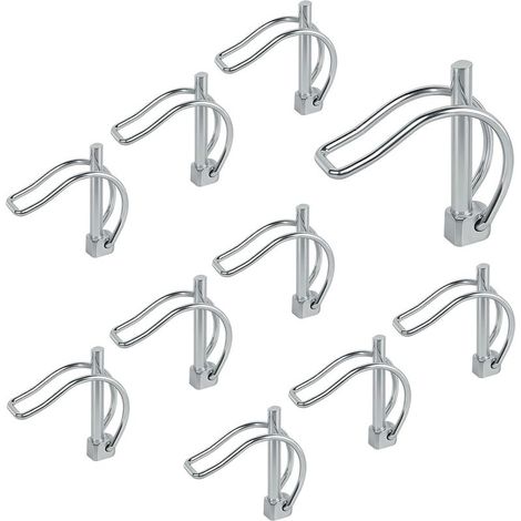 10 Pièces Goupille de Verrouillage Forme D 6 x 45 mm Goupille Securite pour Tuyaux Goupille Fendue avec Enclenchement Goupilles Fendues en Acier au Carbone Galvanisé pour Ferme Pelouse Jardin (1/5)