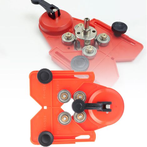 Guide de perçage pour carrelage en verre, outil de positionnement de trous réglable rouge (1/5)