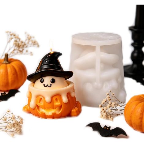Moules En Silicone Halloween Démoulage Facile Mignon DIY Fantôme Moules À Bougie Faits Main Pour Amateurs DIY Loisirs Créatifs Savon Résine Époxy Statue Plâtre (1/5)