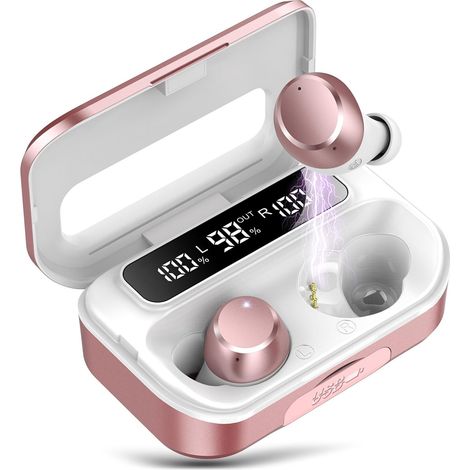 Casque Bluetooth Q26, véritable sans fil, batterie ultra longue durée, grande capacité, intra-auriculaire, qualité sportiveOr rose (1/5)