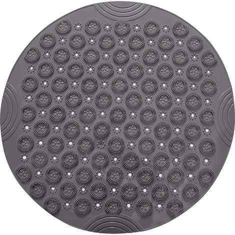 Tapis Anti-Dérapant Salle De Bain - Rond - En TPE - Avec Ventouses Et Trous D’Évacuation - Pour Adultes Et Enfants - 55 cm (1/5)