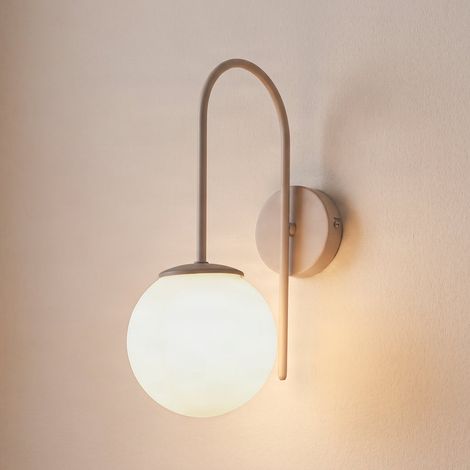 [NEUWERTIG] B-Ware Wandleuchte Cambridge LED Wandlampe dimmbar beige matt Stahl Glas E14 34cm (1/2)