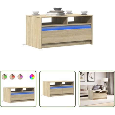 Holzwerkstoff Couchtisch - LED-Couchtisch Sonoma-Eiche Holzwerkstoff (1/5)