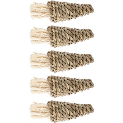 Lot de 5 jouets en bois naturel tressé en forme de carotte pour lapins et hamsters, adaptés aux petits animaux de compagnie. (1/5)