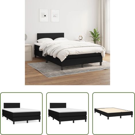vidaXL Kopfteil -  Boxspringbett mit Matratze Schwarz 120x200 cm Stoff (1/5)