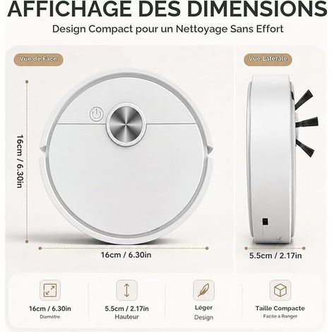 Mini-Roboter für Staubsauger, Robot Aspirateur Compact Rechargeable USB (1/4)