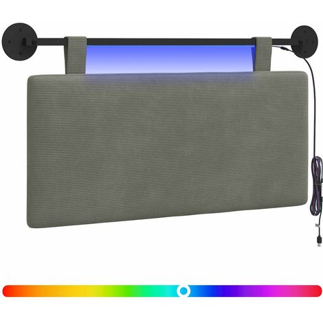 Testiera sospesa Con luce LED Grigio Chiaro Tessuto in Cords vidaXL