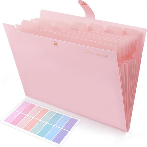 Trieur Document, Trieur 8 Compartiments A4, Dossier Rangement Documents Avec L'étiquettes, Rangement Papier/Pochette Document Pour Bureau, Maison, École(Rose pêche) (1/5)