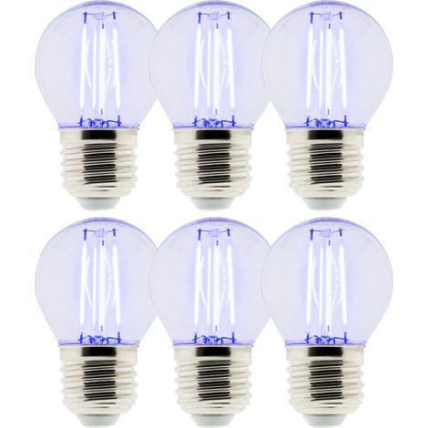 Lot de 6 Ampoules LED Déco filament bleu 3W E27 Sphérique (1/2)