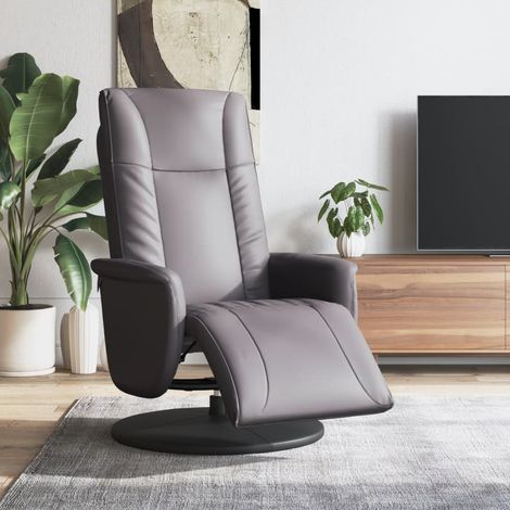 Relaxsessel mit Fußteil Grau Kunstleder