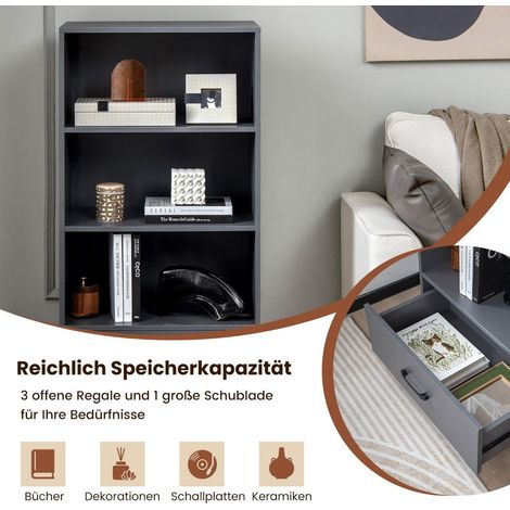 Libreria da 120 cm con cassetti ripiano in legno a 4 livelli ripiano in piedi 60 x 38 x 120 cm grigio 88304459 88304459 88304459 88304459 88304459 88304459 88304459 88304459 88304459 88304459 88304459