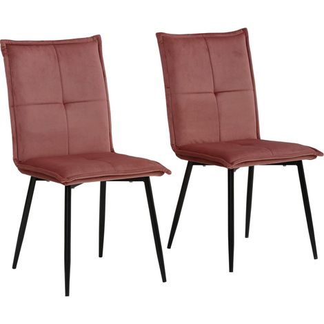 Mandy-Chaise à manger en velours rose Lot de 2 (1/5)