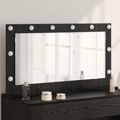 Vanity Mirror with LED Strip Lights Black Oak 100 x 55 x 18 cm vidaXL (1/5)