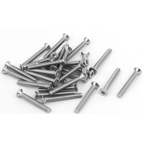 M2.5x20mm 304 Acier Inoxydable Entièrement Fileté Tête Plate T8 Vis Torx Attaches 30pcs (1/4)
