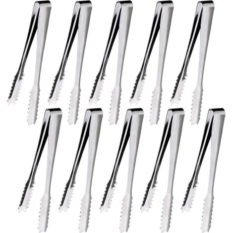 10 Pièces Pince a Glacon, 15,2 cm Pince a Sucre, Pince Bonbon, Pince Inox, Pince à Sucre, Pour Sucre, Biscuit, Buffet, Café, Cuisine et Plus (Argent)
