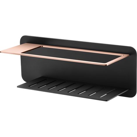Portasapone frontale quadrato  Modello BETHARI  Nero con finitura in oro rosa [IMEX®]