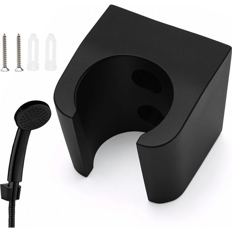 Accroche Pommeau de Douche, Support Douchette, Fixation Pommeau de Douche en Alliage de Zinc, Noir Mat Porte de Douchette Mural, avec Vis et Tube D'expansion, pour Maison, Salle Sport (1/5)