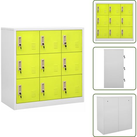 Armadietto per borse - vidaXL Armadietto a Chiave Grigio Chiaro e Verde 90x45x92,5 cm Acciaio - Armadietto per libri