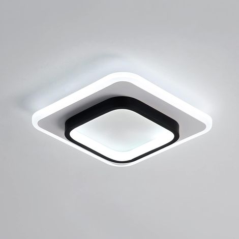 COMELY Plafoniera LED moderna in acrilico quadrata, nera e bianca, adatta per bagno, soggiorno, camera da letto, cucina e corridoio - 20W - Luce bianca 6500K