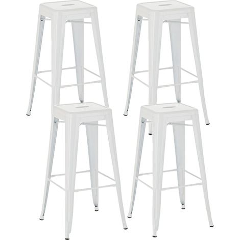 Lot de 4 tabourets de bar en métal empilables Joshua Blanc (1/6)