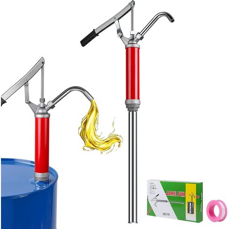 Rouge Pompe à Levier pour Fûts à Huile pour Tambour de 15-55 Gallons  Débit 28 L/Min, Pompe à Baril Manuelle avec Tube d'Huile Rétractable, pour l'Extraction de Huile Combustible (1/5)