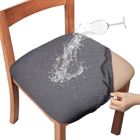 Stuhlhussen, Esszimmerstuhlhussen zum Binden, elastische Jacquard-Stuhlhussen, Schutzhüllen für Esszimmer- und Küchenstühle – 4-teilig, diamantgrau