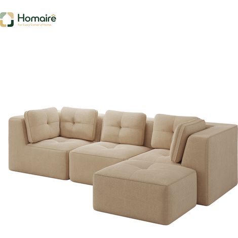 Sofa mit Modulen aus Cordstoff beige en Polyester 297 x 177 x 69 cm HOMAIRE (1/5)