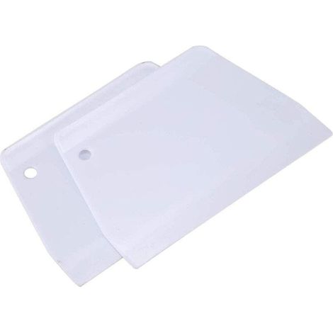 Lot de 2 Grattoir à Pâte en Plastique Raclette à Pâte Multifonction Outil de Pâtisserie pour Pain Pizza 13,5x11cm Blanc,18g (1/3)
