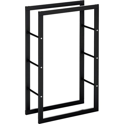 Brennholzregal, modernes Design, max. Traglast 100 kg, Maße 60 x 25 x 100 cm (L x B x H), schwarzes Metall (1/5)