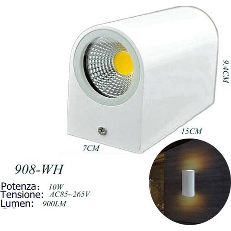 10W LED-WANDLEUCHTE, WEIß, DOPPELLAMPE, WARMWEIßES LICHT, EIN NACH UNTEN GERICHTETER AUßENSTRA (1/5)