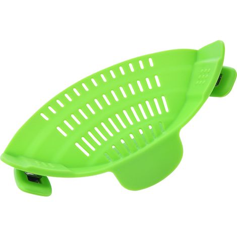 Este colador de silicona ajustable se adapta a ollas, sartenes y cuencos (ideal para servir fideos, pasta y verduras). Verde (1/5)