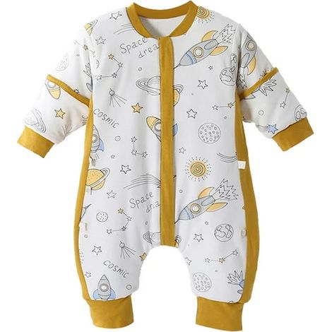 1 gigoteuse bébé, jambes séparées, manches amovibles, fermeture éclair à 3 curseurs, pour marcheurs précoces (1/5)