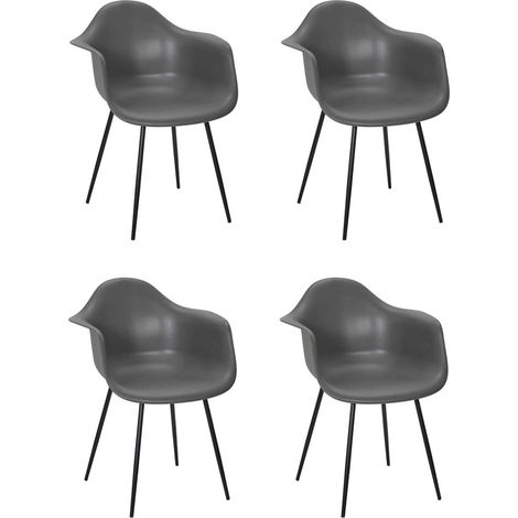 Lot de 4 Chaises Fauteuil "Gustav" 85cm Gris (1/5)