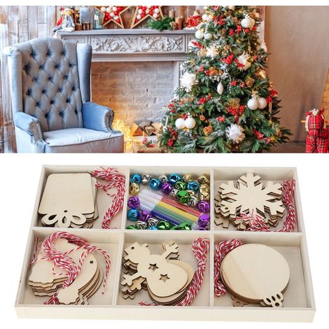 Handgefertigte rustikale Weihnachtsbaumkugeln aus Holz, Wohnaccessoires, Geschenkartikel, Weihnachtsdekoration, geschnitzte Holzspäne (1/5)