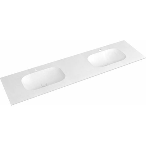 Lavabo double TREOS 171,6x51,3 cm (75+20+75), Rockstone, blanc mat (1/3)