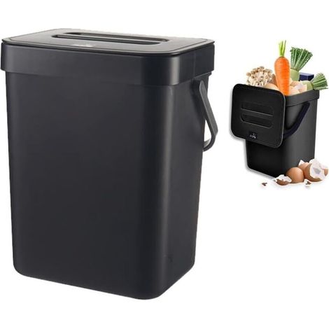 Poubelle de Cuisine Compost 3L avec Couvercle - Anti-Odeur - Plan de Travail Suspendu (1/3)