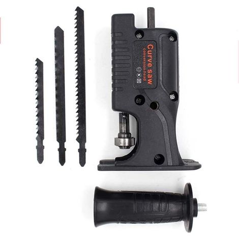 Sega a gattuccio, trapano elettrico, adattatore per sega elettrica modificato, utensile elettrico modificato, macchina per il taglio del legno, sega a sciabola, nero (1/4)