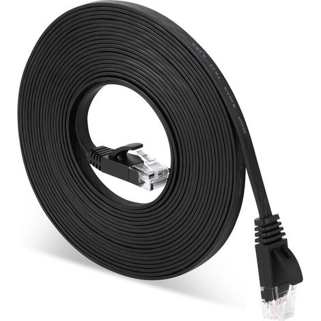 Câble réseau Gigabit 1000 Mbps, 30 m (98 pi), port RJ45, câble Ethernet CAT6, noir, pour routeurs et ordinateurs (1/5)