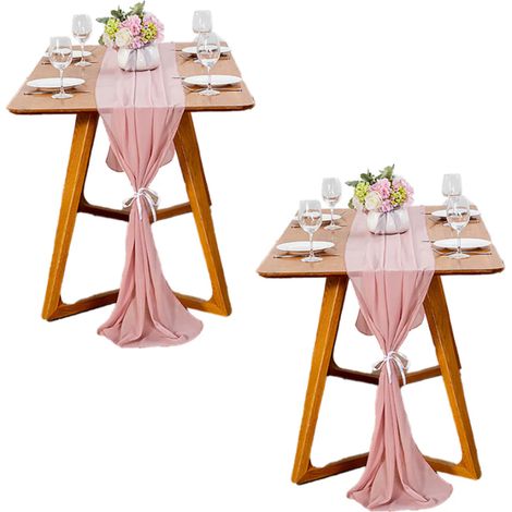 Set aus 2 Chiffon-Tischläufern 30x300cm, romantischer, transparenter Tüll, für Tischdekoration bei Hochzeiten, Babypartys und Geburtstagen. (1/5)