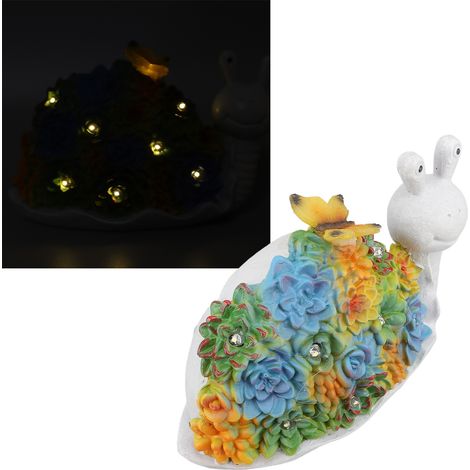 Estatua de caracol solar impermeable, linda figura de caracol, adorno para plantas suculentas, luz solar, decoración para césped, patio y jardín. (1/5)
