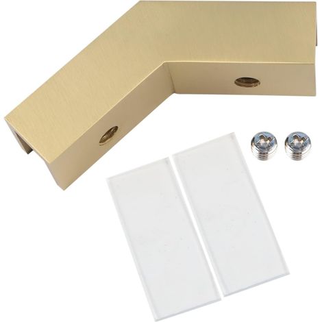 Support mural en laiton à 135 degrés pour porte de douche en verre de 8 à 12 mm d'épaisseur, fixation robuste avec finition polie dépolie pour cabine de douche (doré) (1/4)