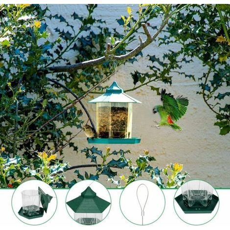 Mangeoire À Oiseaux, Lanterne Suspendue Mangeoire À Oiseaux Mangeoires À Graines De Jardin Abris De Pluie Résistant Aux intempéries pour la Décoration De Jardin en Plein Air (1/2)