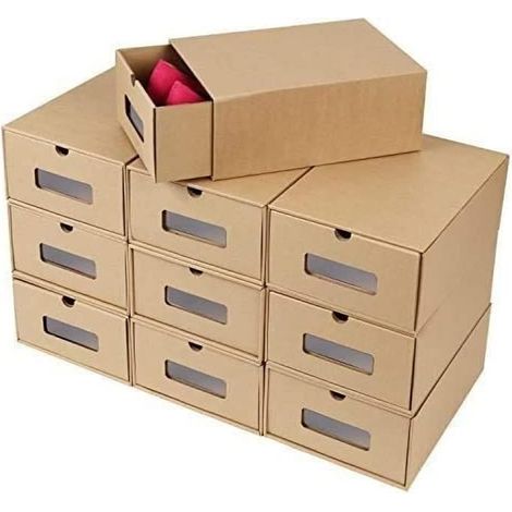 Boîte à chaussures - Non spécifié - Lot de 10 - Papier kraft - 33,5 cm x 23 cm x 13 cm - Empilable (1/4)
