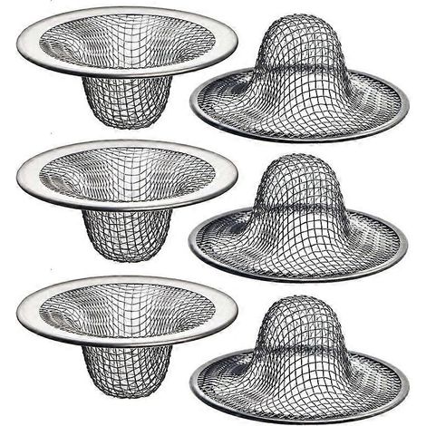 6 Spülbecken-Siebe – 5,4 cm hoch/2,5 cm Korb – Haarfänger für Abflüsse, 6er-Set Spülbecken-Siebe (1/5)