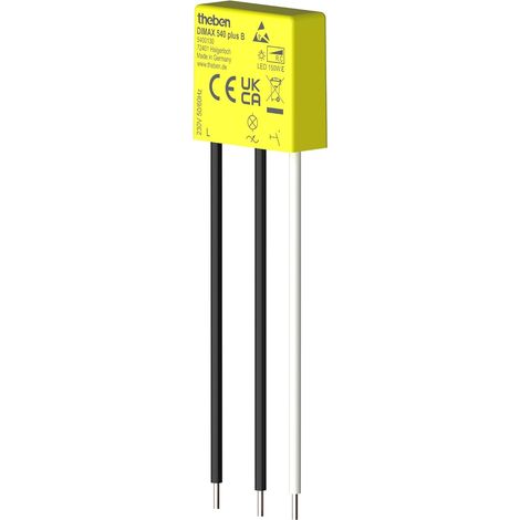 Theben DIMAX 540 plus B Dimmer Mini-Universaldimmer Unterputz 150 W LED, R- und C-Lasten, ohne Neutralleiter, 100 Kabellänge, 5400130